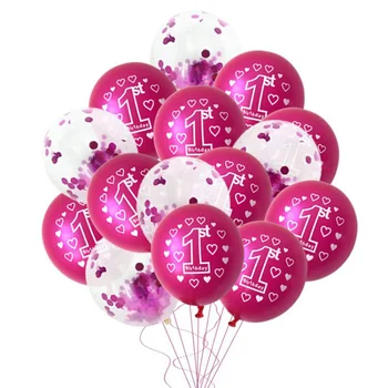 10/15 gab. rozā, zilā 1. baloniem, zēns, meitene 1. dzimšanas dienas svinības dekoru pirmās dzimšanas dienas vienu gadu vecs puse balonu piegādes