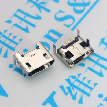 10pcs/daudz Micro USB Female Ligzda 5pin B Tipa 4 Vertikālo Kājas Lodēšanas Savienotāji