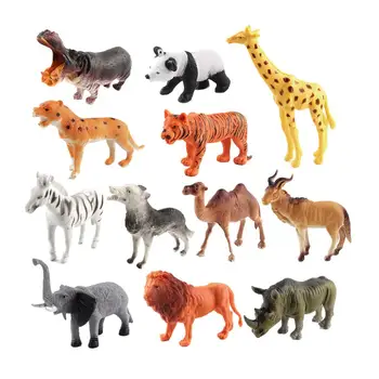 12Pcs Dzīvniekiem Attēls Rotaļlietas, Plasti Reāli Tīģeris, Lauva, Zilonis Savvaļas Džungļos Zooloģiskā dārza Dzīvnieku Modelis Izglītojoša Rotaļlieta Bērniem, Dāvanu