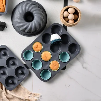 12pcs/Set Silikona Kūka Pelējuma Apaļas Formas Muffin Kūku Cepšanas Veidnes, Virtuve, ēdienu Gatavošanas Bakeware Maker DIY Kūka Dekorēšanas Instrumentiem