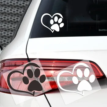 1gb Cute Suņu Ķepu Persiku Sirds Auto Uzlīme Karikatūra Dzīvnieku Pieņemt Suņu Kaķu Mīlestība Pet Auto Decal 3D Dzīvnieku Suņa Pēdu Nospiedumi Pēdu