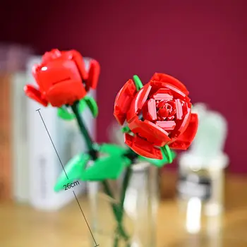 2 Romantisks Rožu Pušķi DIY Celtniecības Bloki, Mājas Apdare Pušķi Rokas saliktas Celtniecības Bloki Meitene, Dāvanas, Bērnu Rotaļlietas