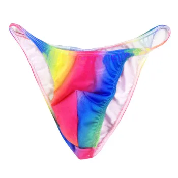2017 Jaunu modes seksīgu Vīriešu apakšveļa smieklīgi Elpojošs cilvēks Biksītes Dzimumlocekļa maisiņš varavīksnes svītrainām cueca geju apakšveļa vīriešiem jockstrap