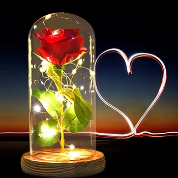 2022 Valentīna Diena Dāvanu LED Enchanted Galaxy Rožu Mūžīgo 24K Zelta Foliju, ar Ziedu Pasaku String Gaismas Doma par Ravēšana