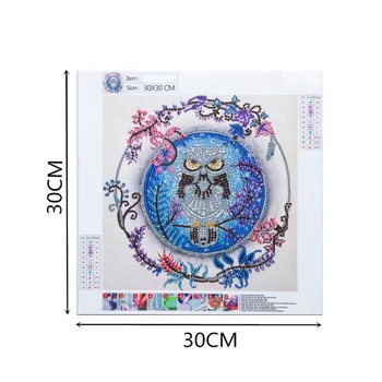 5D DIY Dimanta Krāsošana Dzīvnieku Pūce Dimanta Izšuvumi krustdūrienu Gleznu Īpašas Formas Dimanta Mozaīkas Apdares Komplekts Dāvana