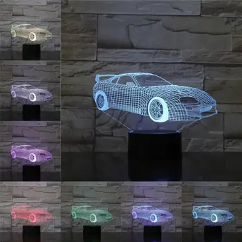 7 Krāsas Maiņa Tautas Superauto 3D USB Lampa Grand Touring Car Nakts Gaisma, Galda, Blakus Guļ Dekoru, Dāvanu Bērniem Zēni Mīļāko
