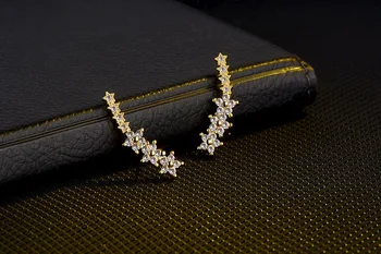 925 Sterling Silver Crystal Star Stud Pērlīšu Auskari Sievietēm Puses Brincos Hipoalerģiska Kāzu Rotaslietas eh830