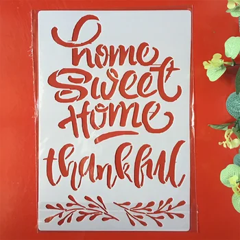 A4 Home Sweet Vārdiem DIY Layering Trafareti Gleznu Albums Krāsošana ar Spiešanu Albumu Dekoratīvās Papīra Kartes Veidne