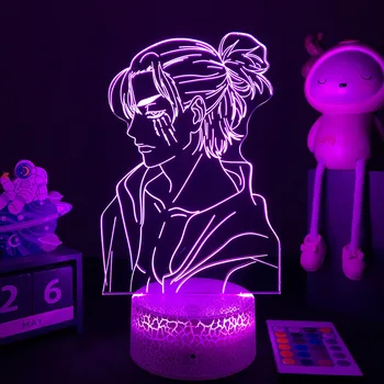 Anime Uzbrukumu Titan 3D LED Nakts Gaisma 4 Eren Yeager Skaitli, Guļamistaba Dekori Kumodes, Lampas Bērni, Zēni Kašķis Kašķis Dāvanu