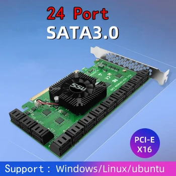 Chi Ieguves Stāvvadu 24 Portu SATA PCI Express X16 SATA Kontrolieris PCI-E Adapteris SATA PCIE Pievienot Karte PCIE, lai SATA3 Paplašināšanas Karti