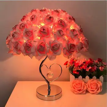 Crystal Rose Galda Lampas Radošas Kāzu Telpu Dekorēšana Guļamistaba Gultas Rožu Galda Lampas Bērnu Istabas Interjeru E27 Led Lightings