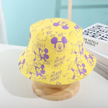 Disney Cartoon Anime Bērniem Cepures Mickey Grafiti Double-Sided Zvejnieks Cepures Bērniem Zēni Meitenes Saules Cepures 3-8 Gadiem