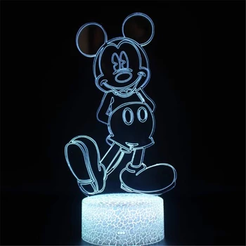 Disney Karikatūra 3D Lampas Mickey Mouse Minnie Mouse LED Nakts Gaisma Akrila Touch Gaismu Guļamistabā Dekoratīvā Ilūziju, Galda Lampas, Dāvanu