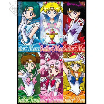 DIY 5D Dimanta Krāsošana Dimanta Izšuvumi Krustdūrienā Japānas Klasiskās Anime Sailor Moon Mūra Sienas Mākslas Mozaīkas Mājas Dekoru