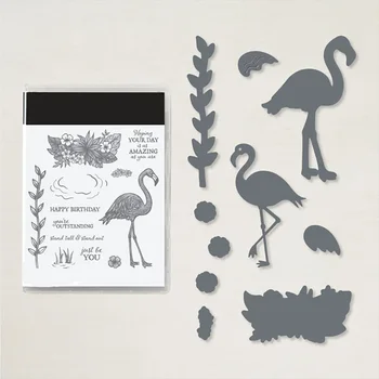 Flamingo Metāla Griešanas Mirst un Spiedogi Trafaretu uz DIY Scrapbooking Papīra Karte, Padarot spiešanu amatniecības nomirst