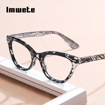 Imwete Cat Eye Retro Vīrieši Sievietes Lasīšanas Brilles Personalizētu Drukāšanas Hyperopia Brilles Anti-Zils Lēcas Vecuma Tālredzība Briļļu +3.5