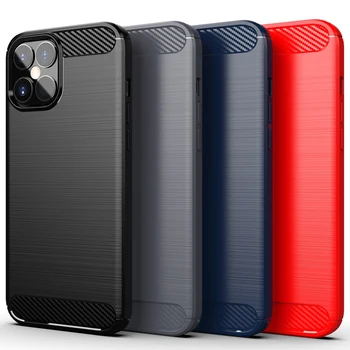 IPhone SE 2020 Gadījumā Gumijas, Silikona Oglekļa Šķiedras Pārsegs iPhone 11 12 Pro 6 7 8 X XR XS Max Lietā Par iPhone 12 Mini Gadījumā