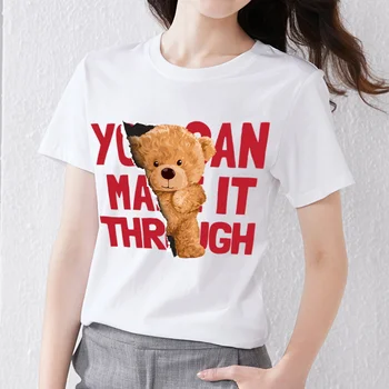 Jaunas Sieviešu Vasaras Dāmu T-krekls Karikatūra lācīti Drukāšanas Sērija Gudrs T-krekls Jauniešu Modes Visas spēles Krekls Īsām piedurknēm Augšu