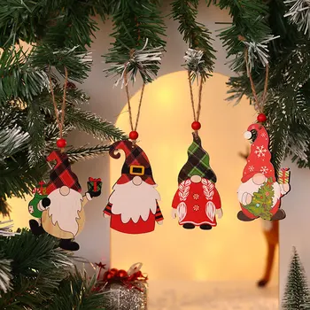 Jaunu Koka Krāsotas Ziemassvētku Eglīte Karājas Rotājumu Cute Sejas Gnome Koka Piekariņi Bērniem, Rotaļlietas, Dāvanas, Rotājumi Mājās
