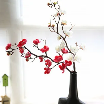 Mākslīgo ziedu Ķiršu Pavasara Plūmju Peach Blossom Filiāle 60cm Zīda Ziedu, Koku, Ziedu pumpuru, Lai Kāzu Dekori