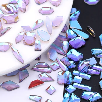 Nagu Art Rotaslietas, Dimanti 100gab/set Formas Plakans Nail Art Dimantu 40Styles Aurora Phantom Violeta Nagu Dimantu Nagu Dekorēšanai