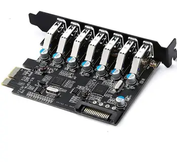 PCIE 7 Porti USB3.0 Hub Express Karšu Paplašināšanas Karti ar PCI-Express Adapteri Atbalsta Win10