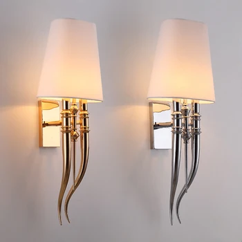 Radošā led sienas lampa viesnīcas Mūsdienu Dzelzs sienas lampas, Ēdamistaba Dzīvojamā istaba guļamistaba dubultā galvu AC85-265V Sconce Gaismas ķermeņi,