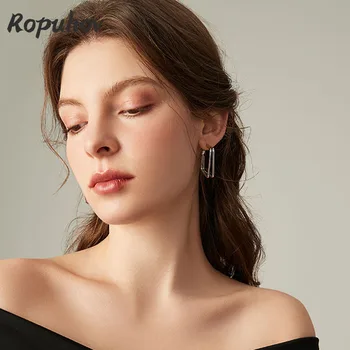 ROPUHOV ir 2021. Jewery Moderns korejas Modes Ģeometriskā Auskari Sievietēm ir Vienkārši High-end Ausu Gredzeni