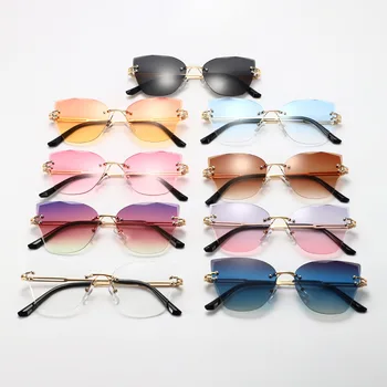 Saulesbrilles Modes Cat Eye Bezrāmju Samazināt Malu Slīpums Krāsas Brilles Neto Red Pašas Saulesbrilles