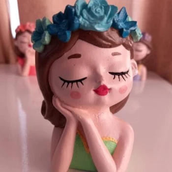 Silikona Veidnē 3D Cute Meitene Puķu Pods Pelējuma DIY Roku darbs Amatniecības Ģipša Svece Kristāla Epoksīda Sveķu Vāze Veikt Pelējuma Mājas Dekoru