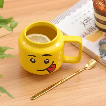 Smieklīgi Keramikas Kafijas Krūze Bērniem Radošās Dzelteno Smaidiņu Brokastis, Piens, Tēja, Ūdens Porcelāna Kauss Vīriešiem Un Sievietēm Dāvanu