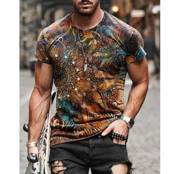 Vasarā Jaunu Stilu 3D Drukāšanas Modes Gadījuma Vīriešu Īsām piedurknēm T-krekls