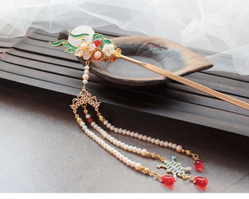 Vintage Pušķis Matu Adatas, Ķīniešu Stila Matu Stick Saldūdens Pērļu Kāzu Rotaslietas Agate Sieviešu Rotaslietas