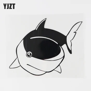 YJZT 14.2 CM X 10.8 CM Karikatūra Jūras Haizivs Auto Uzlīmes, Vinila Decal Melna/Sudraba 13D-1131