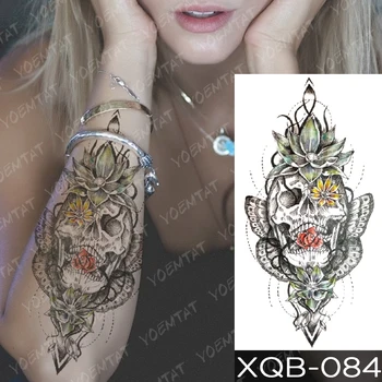Ūdensnecaurlaidīgus Pagaidu Tetovējumu Uzlīmes Ziedu Galvaskauss Mežā Vilku Flash Tetovējumiem Pūce Budas Fox Body Art Roku Viltus Tetovējums Sievietes Vīrieši