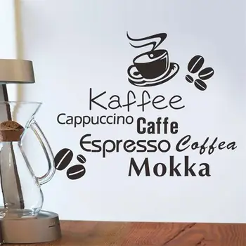 Modes Kaffee Kapučīno, Caffe Vēstules Sienas Uzlīmes, Home Kafijas Veikals Virtuves Dekori Diy Uzlīmēm, Līmplēves, Dekoratīvas Drukas Plakāts